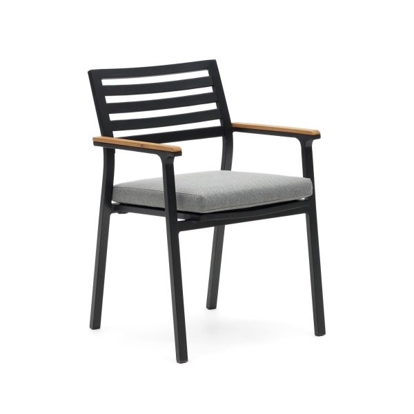 Kave Home Bona tuinstoel zwart teak hout