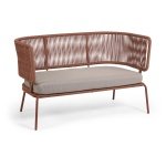 Kave Home Kave Home Bank Nadin, 2-zitsbank Nadin In Terracotta Touw En Van Gegalvaniseerd Staal 135 Cm