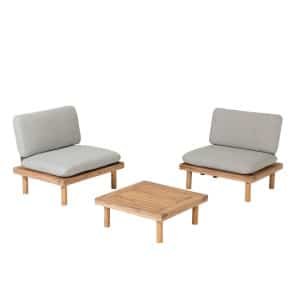Kave Home Loungeset Viridis 2 fauteuils + 1 tafel, Acaciahout - Naturel