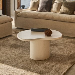 Kave Home Organische Salontafel Macarella Cement, 83 x 77cm - Wit