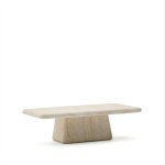Kave Home Salontafel Drasi Travertinlook, 140 x 70cm - Beige