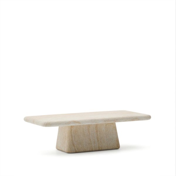Kave Home Salontafel Drasi Travertinlook, 140 x 70cm - Beige