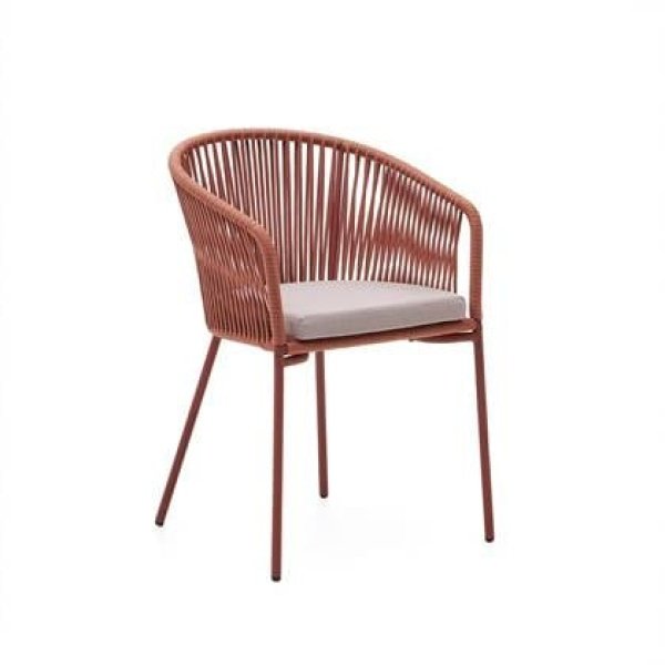 Kave Home - Yanet terracotta touwstoel met gegalvaniseerde stalen