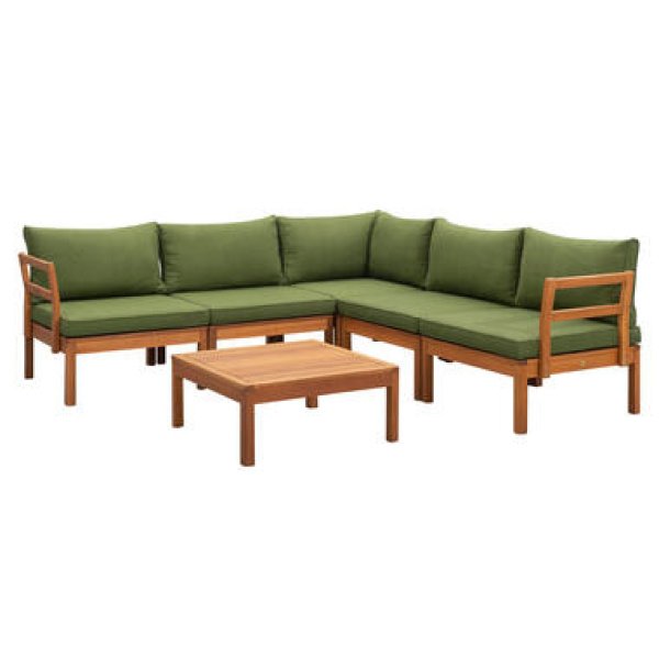 Loungeset Orleans V2 - groen - 6-delig - Leen Bakker