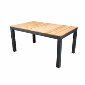 Midori low dining table 148x90 cm aluminium dark grey/teak - Yoi