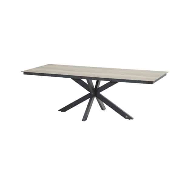 Minerva Tafelframe Antracite met HPL Teak Pattern Tafelblad 220 x 95 cm - 4so