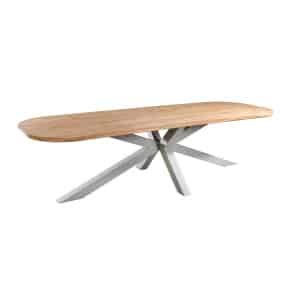 Noas dining table 220x100 cm oval aluminium salix/teak - Yoi