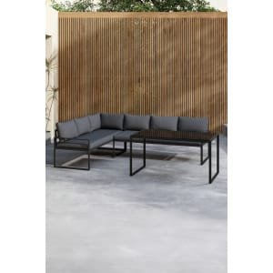 Nohr Loungeset Jenalee Met hoekbank en hoge tafel - Zwart
