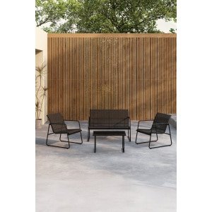 Nohr Loungeset Karilynn Met bank, 2 loungestoelen en tafel - Zwart