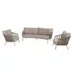 Puglia 3-zits loungeset: bench organic latte + 2x loungestoelen