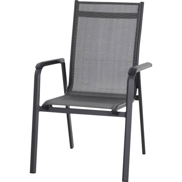 Siena Garden Tesoro M29542 Tuinstoel Aluminium, Kunststof Antraciet (mat), Zwart, Zilver