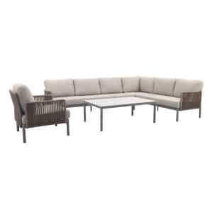 Sierra hoek loungeset + loungestoel - Naturel/Grijs