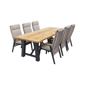 Solaro/Keltex verstelbare tuinset 265x101 cm. (7-delig) - Teak/Zand