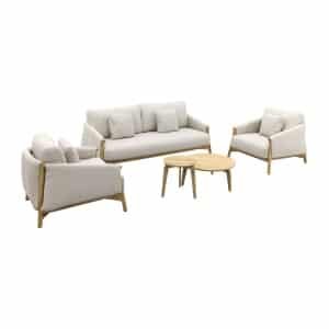 Suns Bellano/Termoli stoel-bank loungeset - Natural Gravel/Teak - 5-delig