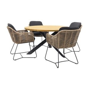 Taste Belmond naturel/Prado 130 cm. ronde tuinset - 5-delig