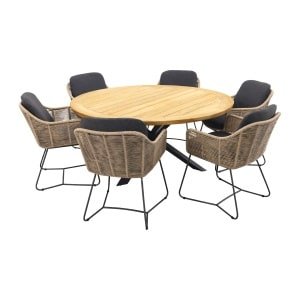 Taste Belmond naturel/Prado 160 cm. ronde tuinset - 7-delig