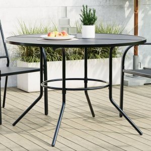 Terrastafel rond 110x72,5 cm gepoedercoat staal antracietkleur