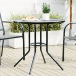 Terrastafel rond 80x72,5 cm gepoedercoat staal antracietkleur