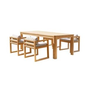 Tikamoon - Tuinset in teakhout en stof Leon 4 stoelen
