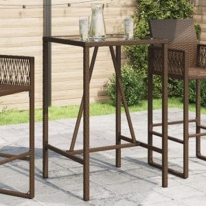 Tuinbartafel 70x70x110 cm poly rattan bruin