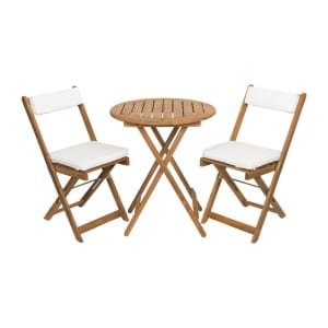 Tuinset Kreta met kussens - rond - set van 3 - bruin/beige