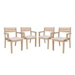 sweeek - Set van 4 acaciahouten tuinstoelen met kussen