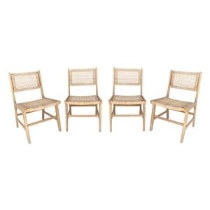sweeek - Tuinstoel van riet en hout (set van 4)