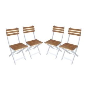 sweeek - Vouwbare acacia tuinstoel (Set van 4)