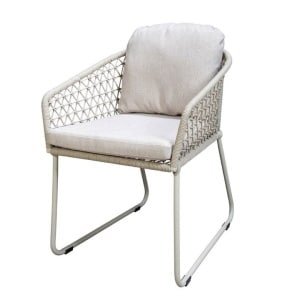 Bara dining chair aluminium salix/rope salix/flax beige AW - Yoi