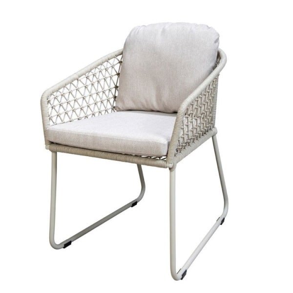 Bara dining chair aluminium salix/rope salix/flax beige AW - Yoi