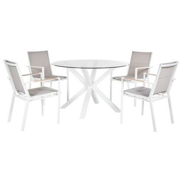 Beliani - MALETTO|BUSSETO - Tuinset voor 4 - Wit - Aluminium|Glas