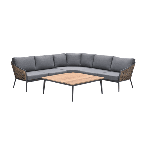 GI Bali loungeset (4-delig) - Naturel Rotan/Carbon Black