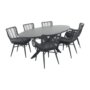 Jasmine/Ventaro ovale tuinset 240x115 cm. - Antraciet/Zwart