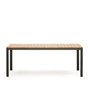 Kave Home - Bona 100% buitentafel in massief teakhout en aluminium met
