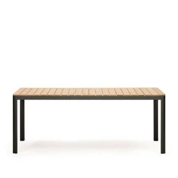 Kave Home - Bona 100% buitentafel in massief teakhout en aluminium met