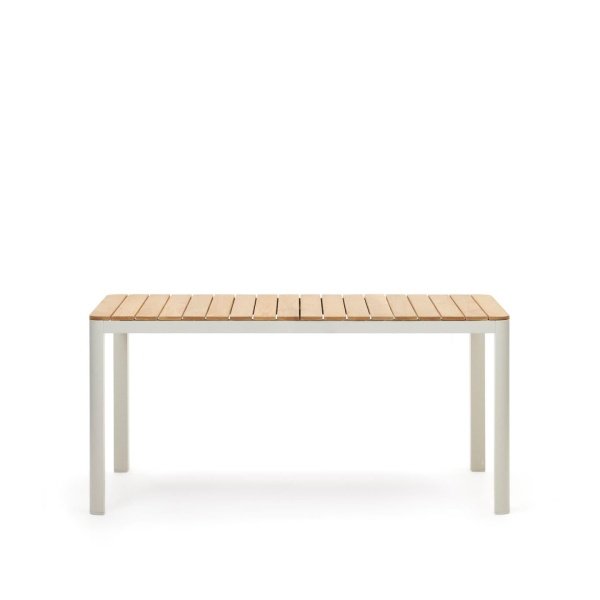 Kave Home Bona tuintafel 160x90 cm wit teak hout