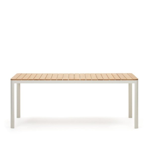 Kave Home Bona tuintafel 200x100 cm wit teak hout