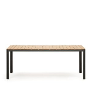 Kave Home Bona tuintafel 200x100 cm zwart teak hout