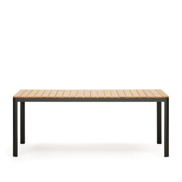 Kave Home Bona tuintafel 200x100 cm zwart teak hout
