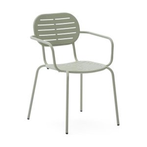 Kave Home Brai tuinstoel met arm turqouise gegalvaniseerd