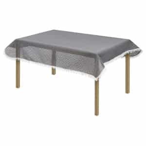 LIVARNO home Tuintafelkleed 130 x 160 cm (hoekig grove rand, Grijs)