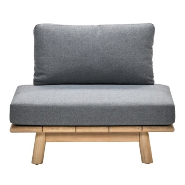 Lunar lounge fauteuil acacia white wash/rope dark grey/mystic grey - Garden impressions