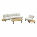 Mira organische platform loungeset + loungestoel - Teak/Latte