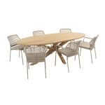 Taste Barista/Prado ovale tuinset 240x115 cm. (7-delig) - Latte/Teak