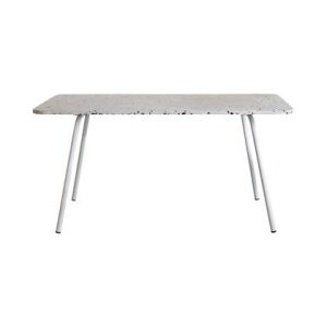 Tikamoon - Rechthoekige tuintafel van terrazzo en wit metaal 4|6 p.