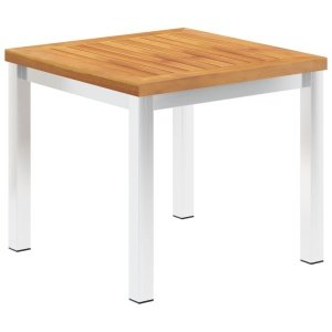 Tuinbijzettafel 45x45x38 cm massief acaciahout roestvrij staal
