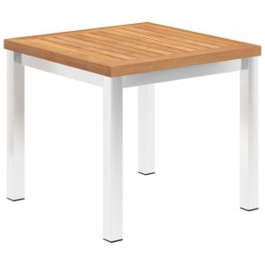 Tuinbijzettafel 45x45x38 cm massief teakhout en roestvrij staal