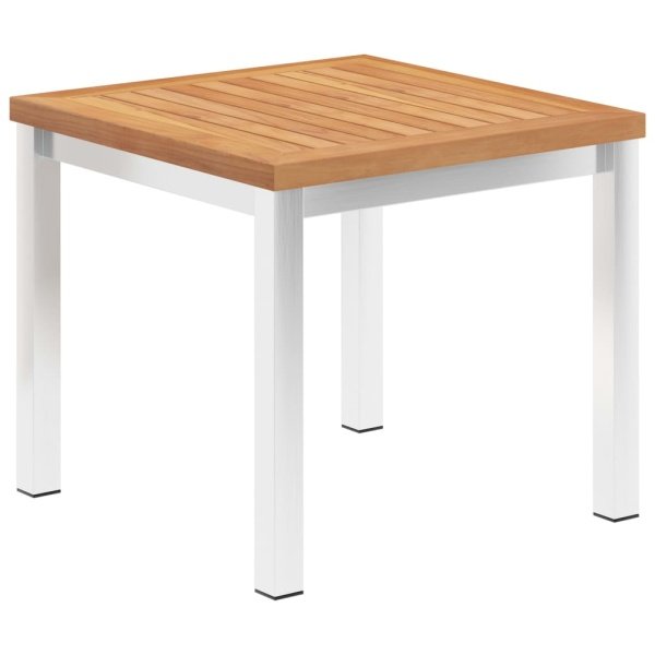 Tuinbijzettafel 45x45x38 cm massief teakhout en roestvrij staal
