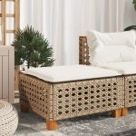 Tuinkruk met kussen 63,5x56x32 cm poly rattan beige