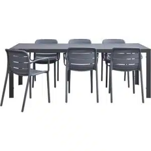 Tuinset Savoie Nice - antraciet - 7-delig - 215 cm - Leen Bakker